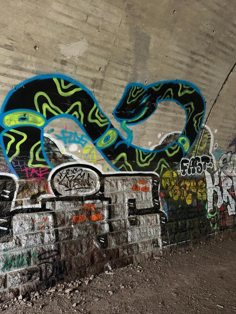 Schlange Graffiti unter Brücke